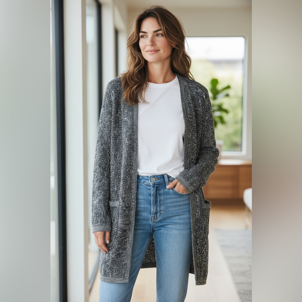 Chanel Tinsel Open Front Cardigan